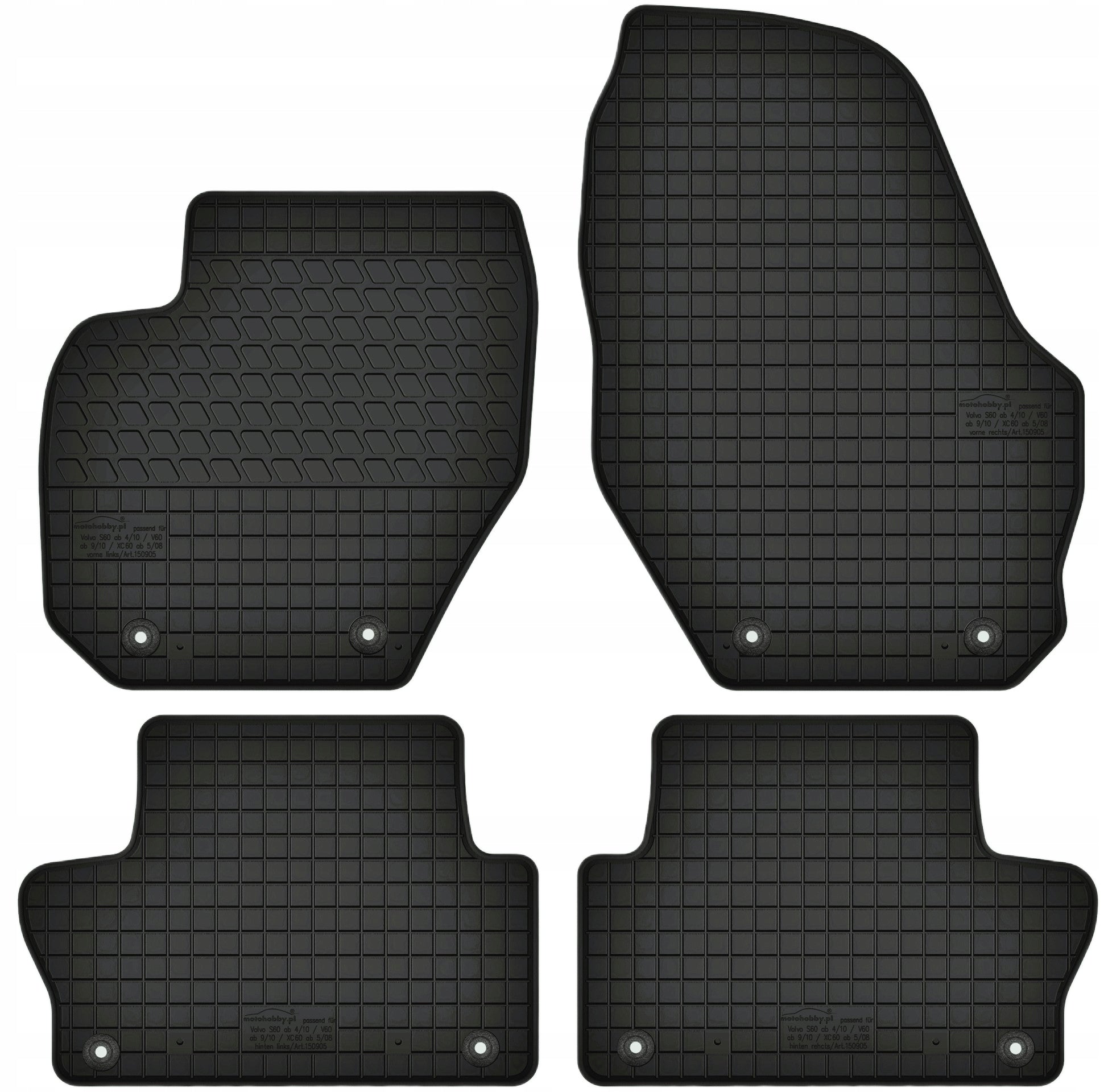 Rubber wiper mats for VOLVO XC60 I SUV (2008-2017)
