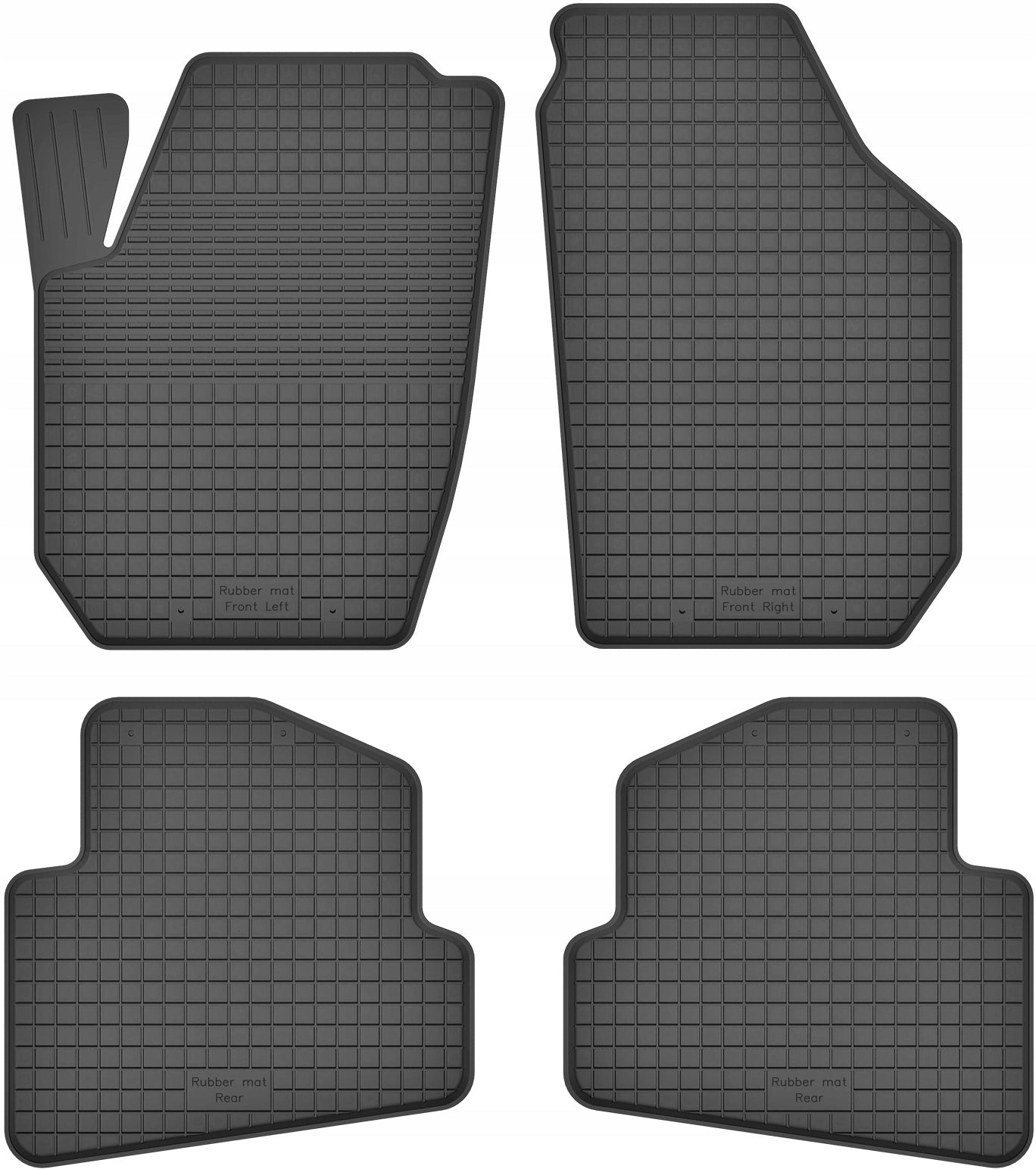 Rubber wiper mats with rim for SKODA ROOMSTER 2006-2015