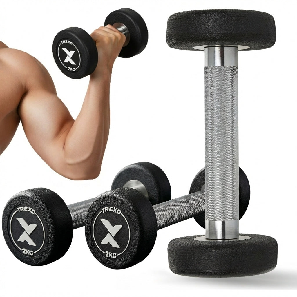 Rubberized cast iron dumbbell XTREXO Pro 2 kg black S CAST IRON RUBBERIZED