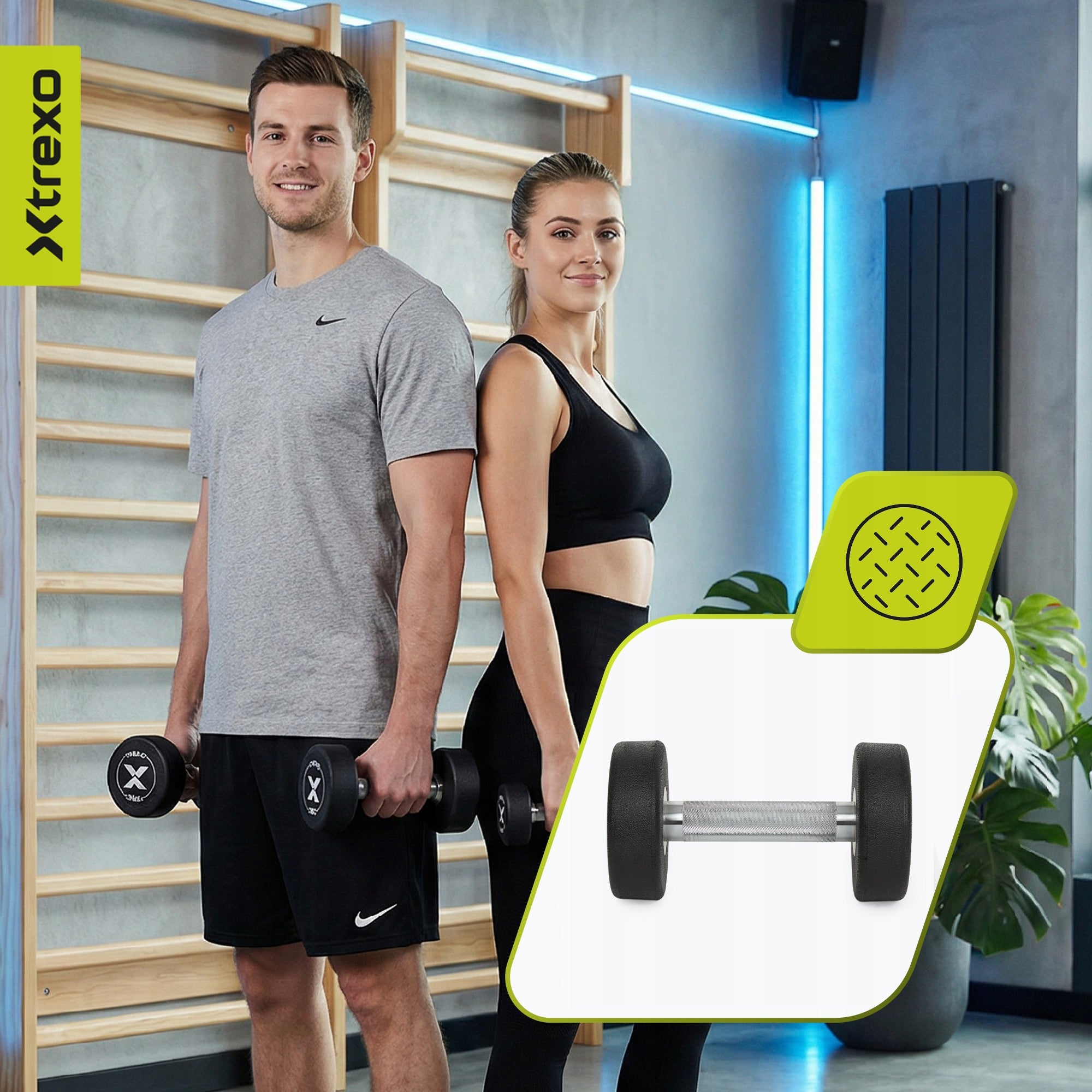 Rubberized cast iron dumbbell / XTREXO Pro 6 kg / coated exercise weight Model TX0-B4M054