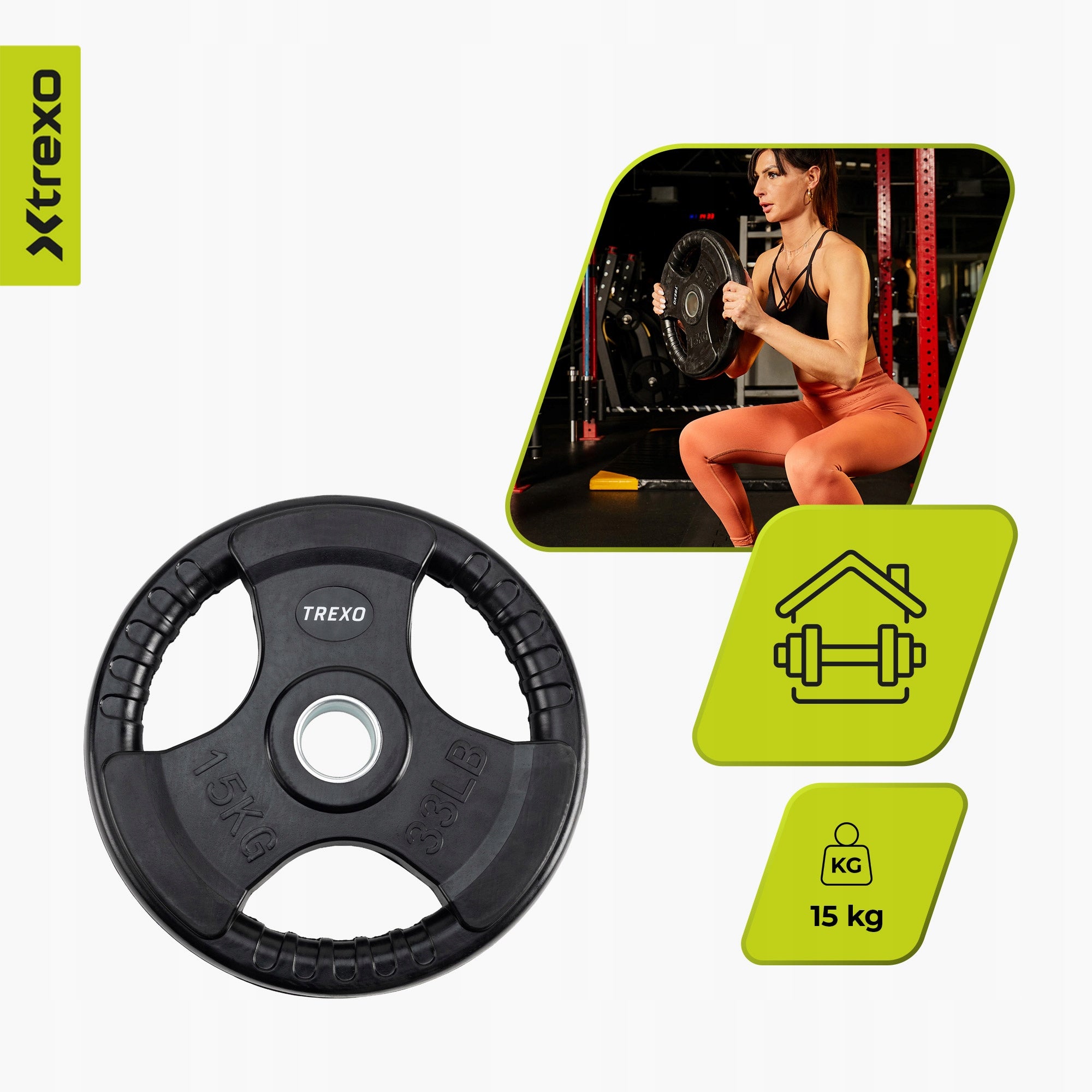 Rubberized cast iron load XTREXO black 15 kg SOLID HIGH QUALITY Model RW15