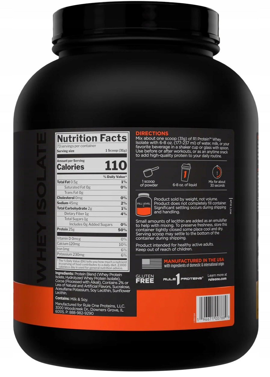 Rule 1 PROTEIN Whey Isolate WPI + Hydrolyzate WPH Cafe Mocha 2260g / 73p. Expiration date not specified