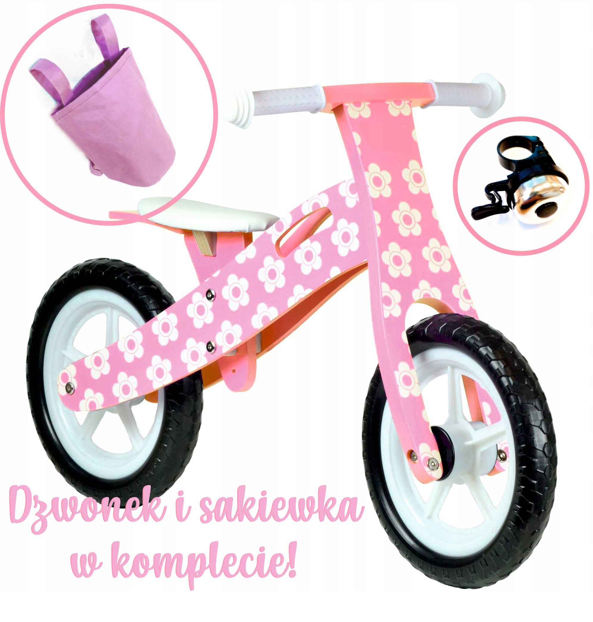 Running Bike Wooden Red Blue Pink 12" for children 3 years + Packaging status original