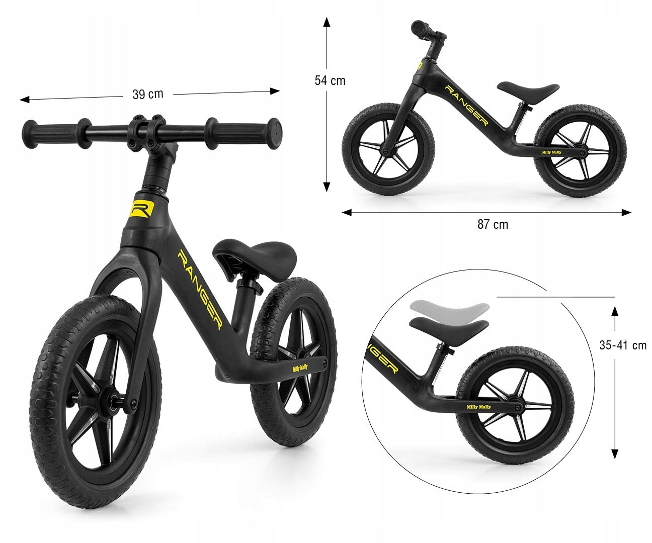Running Bike for 2 Year Old 12 Inches - Gift for 2 Year Old - Glowing Wheels Model Ranger Flash Black