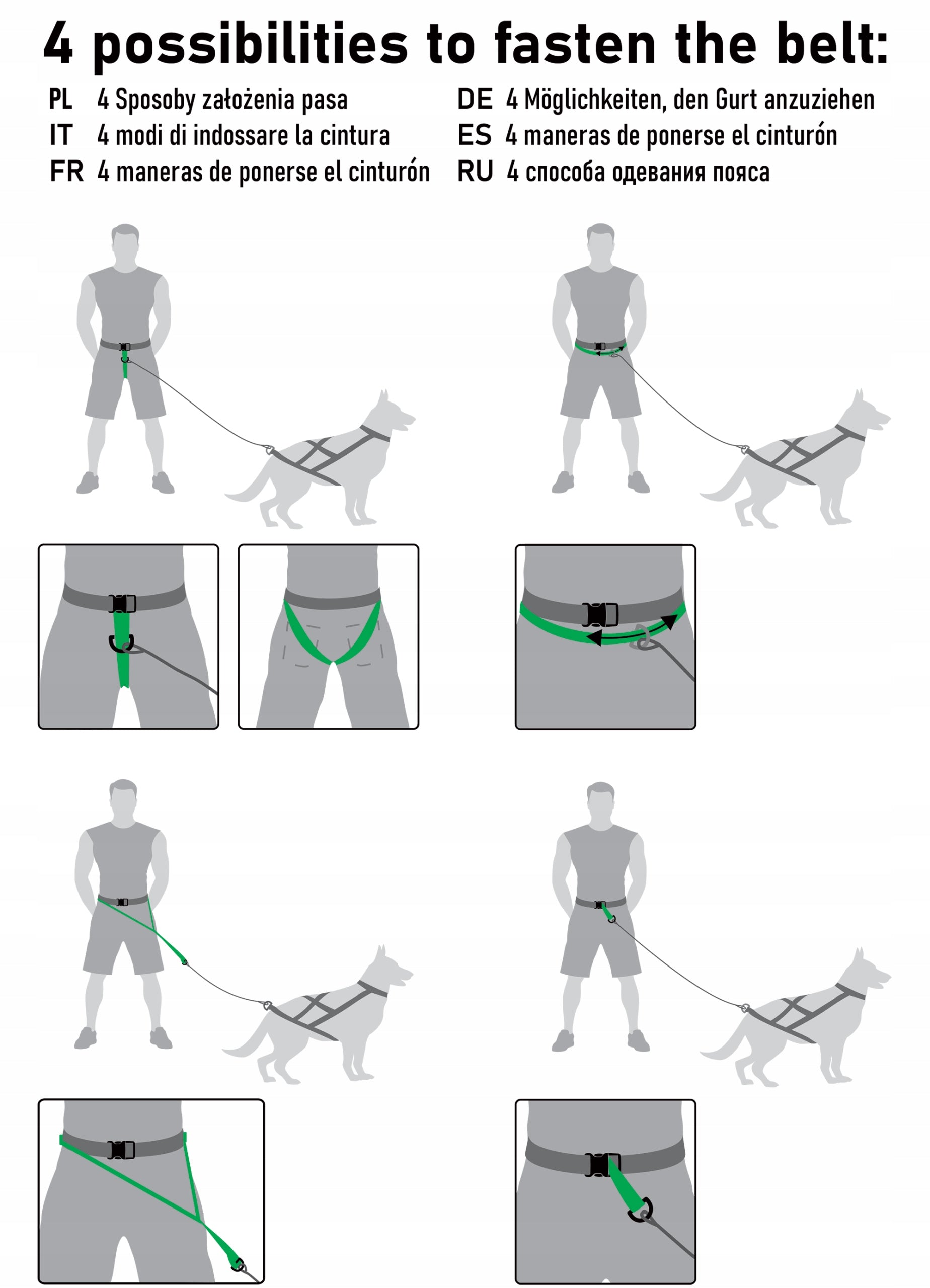 Running set with dog: belt + leash black with shock absorber EAN (GTIN) 5904760300132
