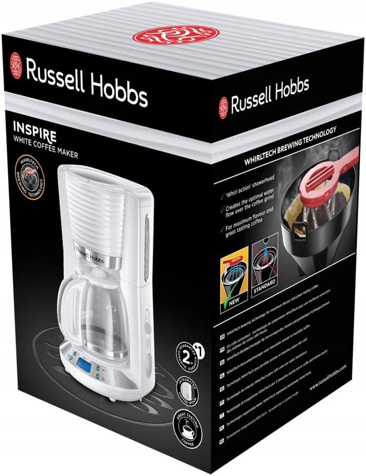 Russell Hobbs coffee maker 1100W 1.25l 10 cups digital timer Model Inspire White