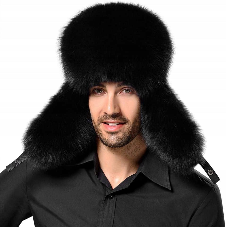 Russian Chapka Man In False Fur Hat Winter Hot A Color white
