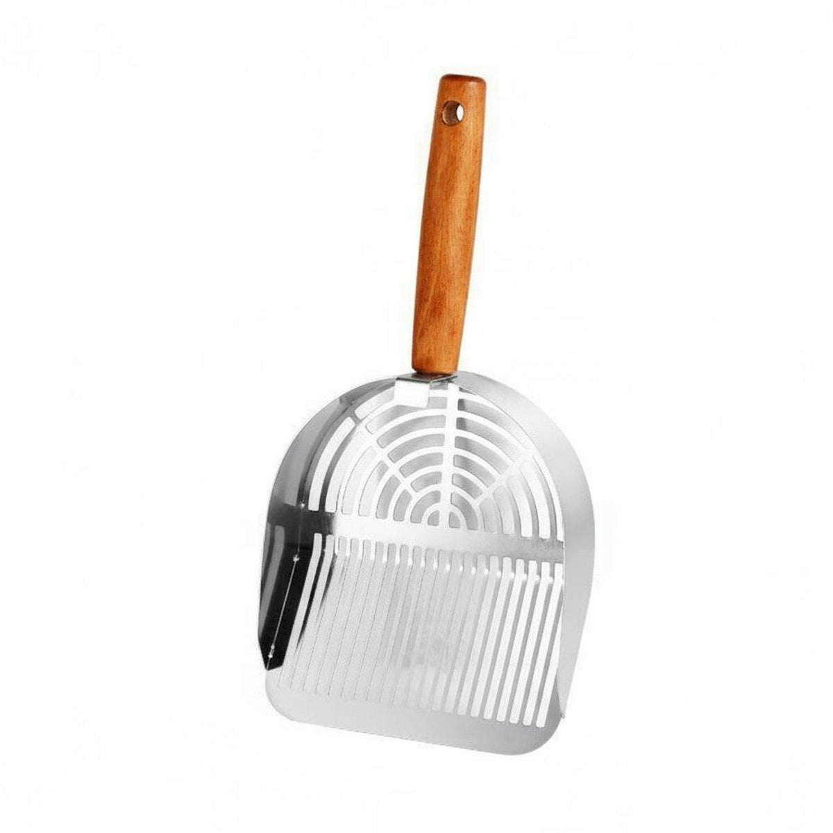 Rust Resistant Metal Cat Litter Shovel Wood Handle Natural Long Strip