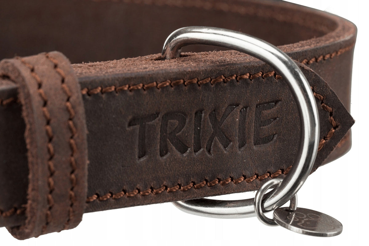Rustic dog collar, thick leather brown XS-S 27-34 Brand Trixie