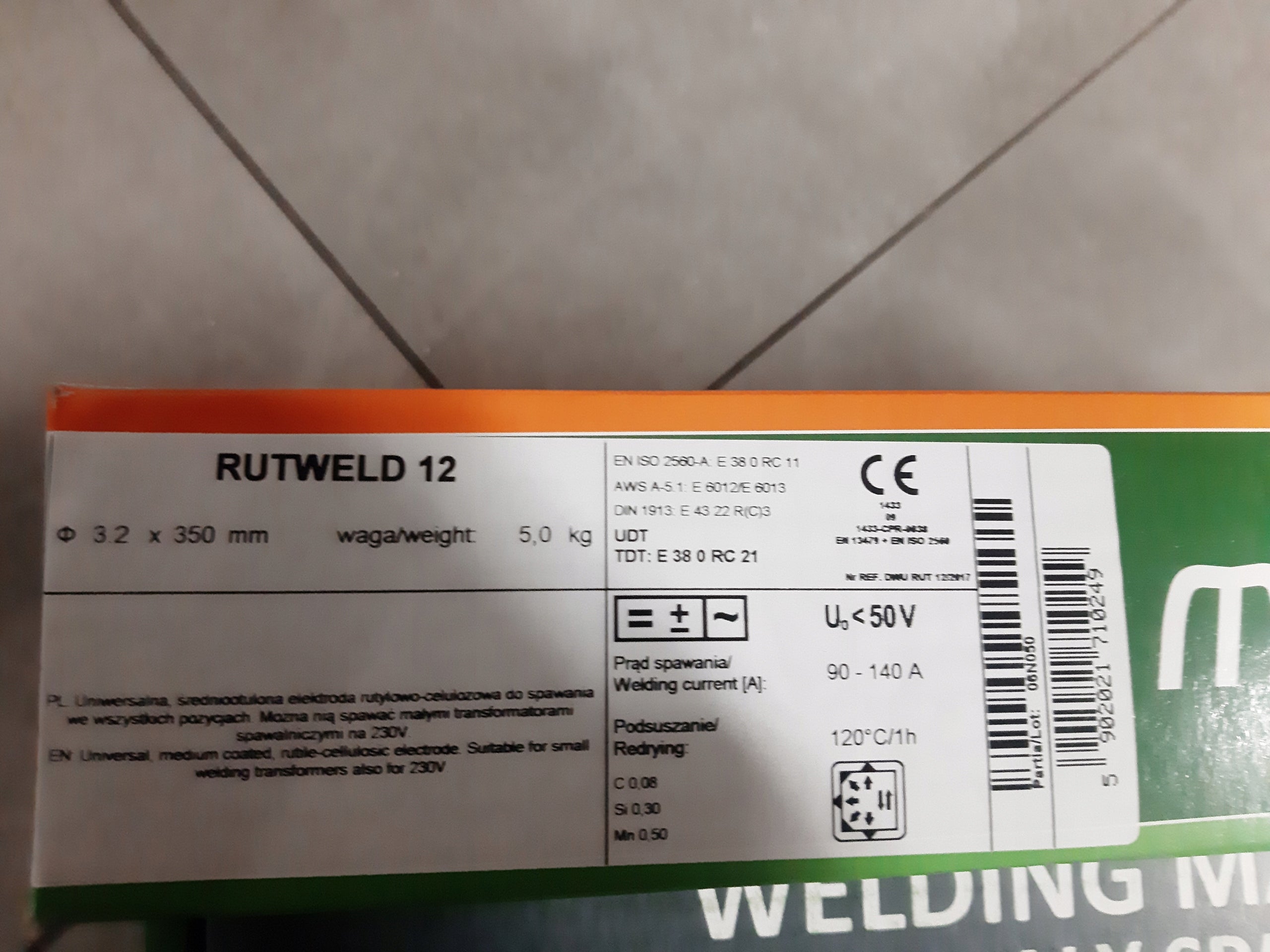 Rutile welding electrodes for welding 3,2 5KG for steel METALWELD Manufacturer code ELEKTRODY METALWELD RUTYLOWE