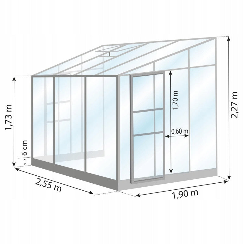 S2020 Glass greenhouse hart 4,9m2 Lams Melissa 1,90x2,55m Manufacturer code 795298