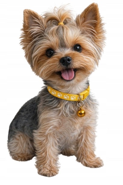 S4 Yellow Cat and Dog Collar Dog Paws with Bell Adjustable