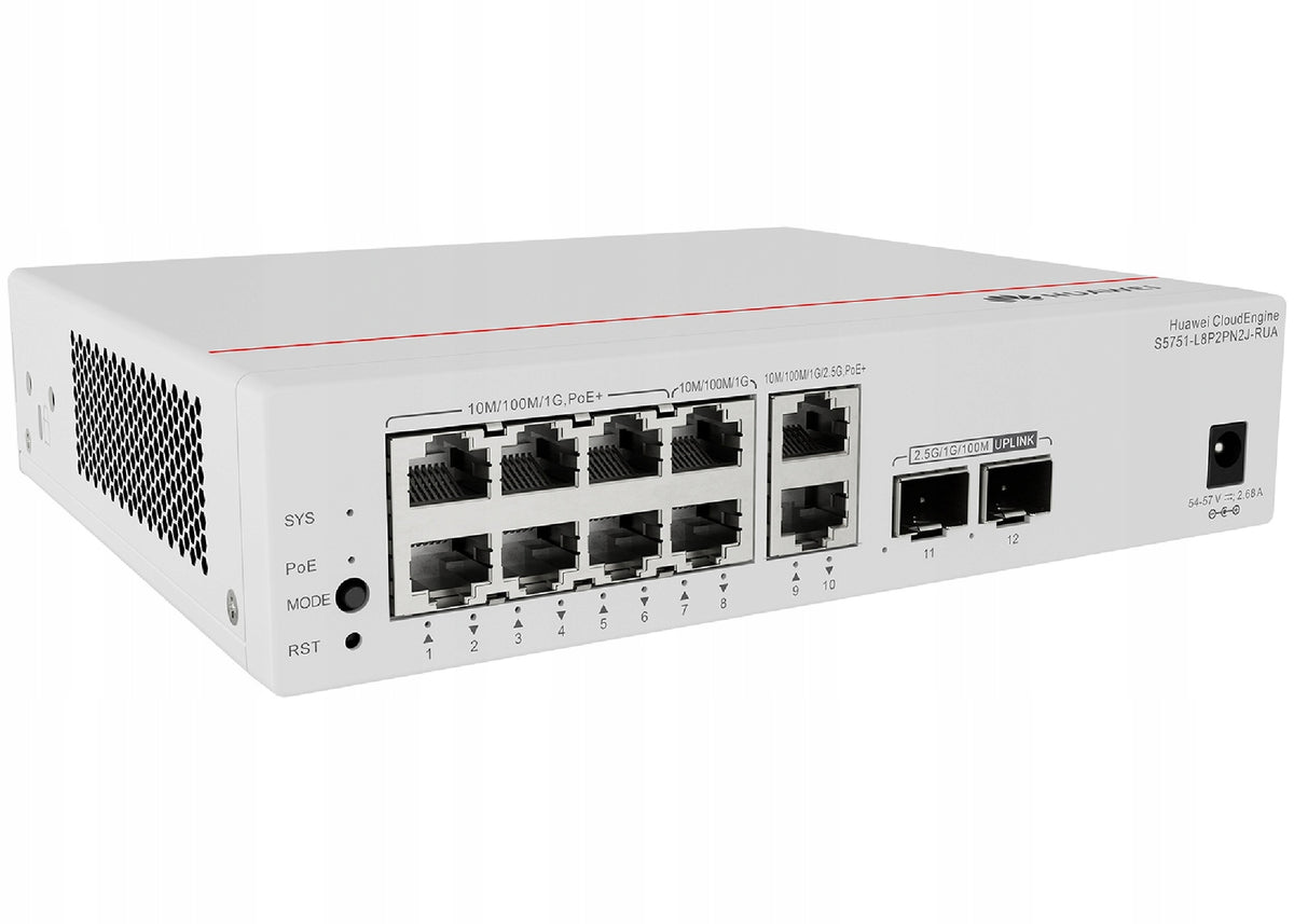 S5751-L8P2PN2J-RUA 8x1GE RJ45 (6xPoE+) 2x2.5GE (PoE+) 2x2.5G SFP L2 PSU