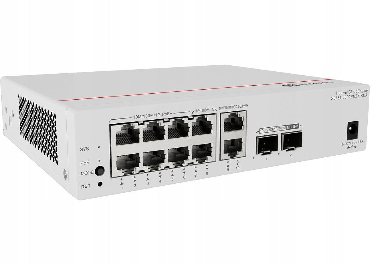 S5751-L8P2PN2X-RUA 8x1GE RJ45 (6xPoE+) 2x2.5GE (PoE+) 2x10G SFP L2 PSU in z