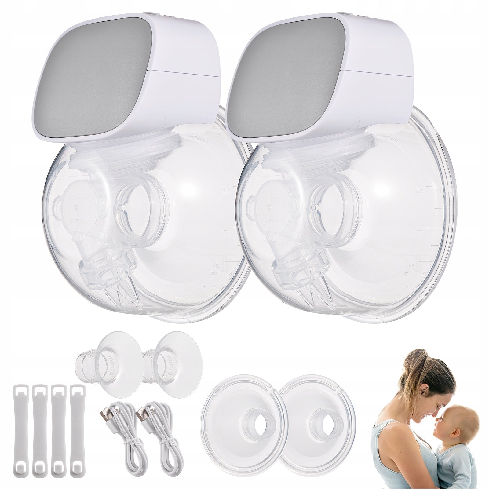 S9 Smart Wearable Electric Breast Pump Gray 2-Pack Brand no brand