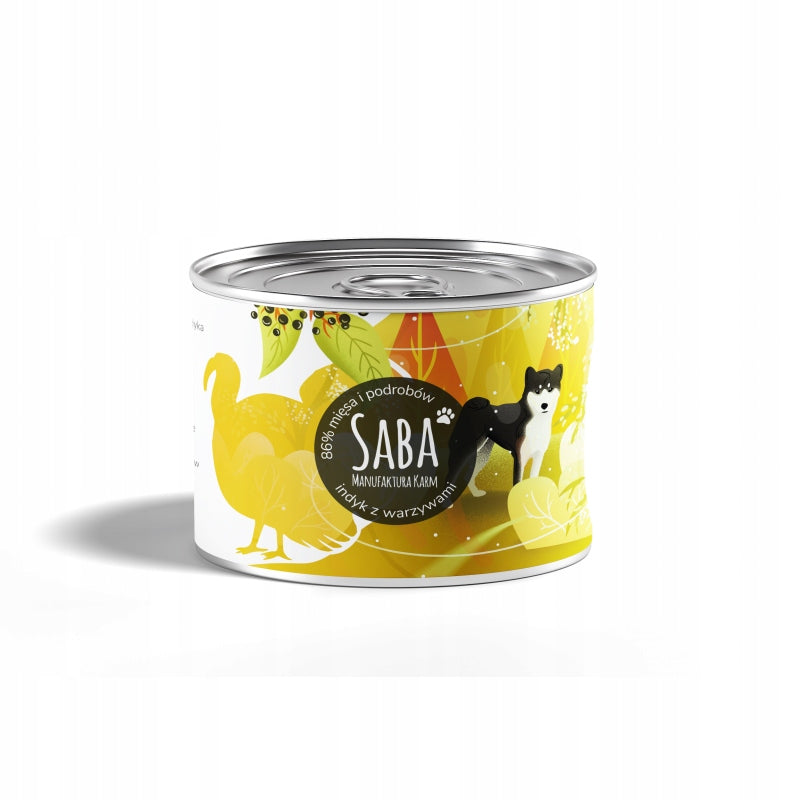 SABA TURKEY WITH VEGETABLES 86% 200G WET DOG FOOD