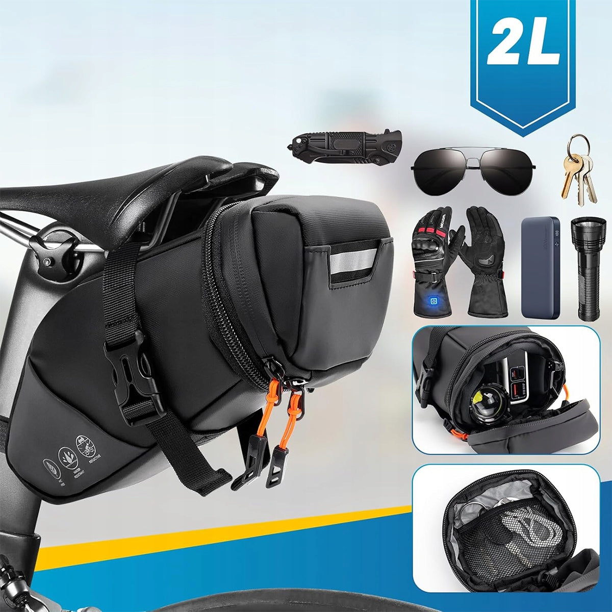 SADDLE BAG BICYCLEPACKING WATERPROOF 1.5-2L Capacity 2 l