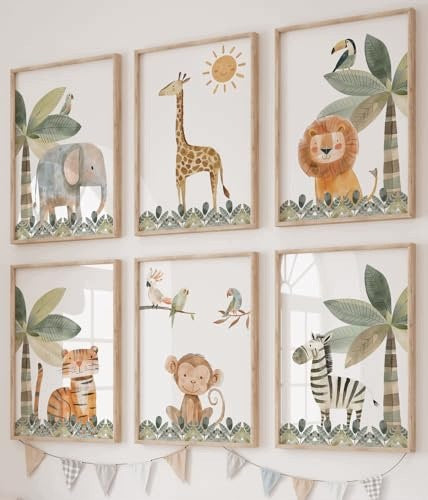 SAFARI PRINTS ANIMALS FOR KIDS SET OF 6 FOR HOME ROOM Brand no brand
