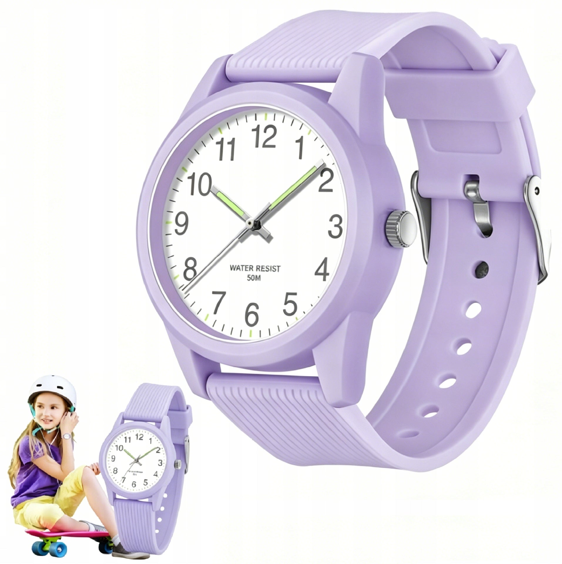 SAFE ANALOG WATCH FOR CHILDREN SILICONE STRAP RESISTANT TO FALLING