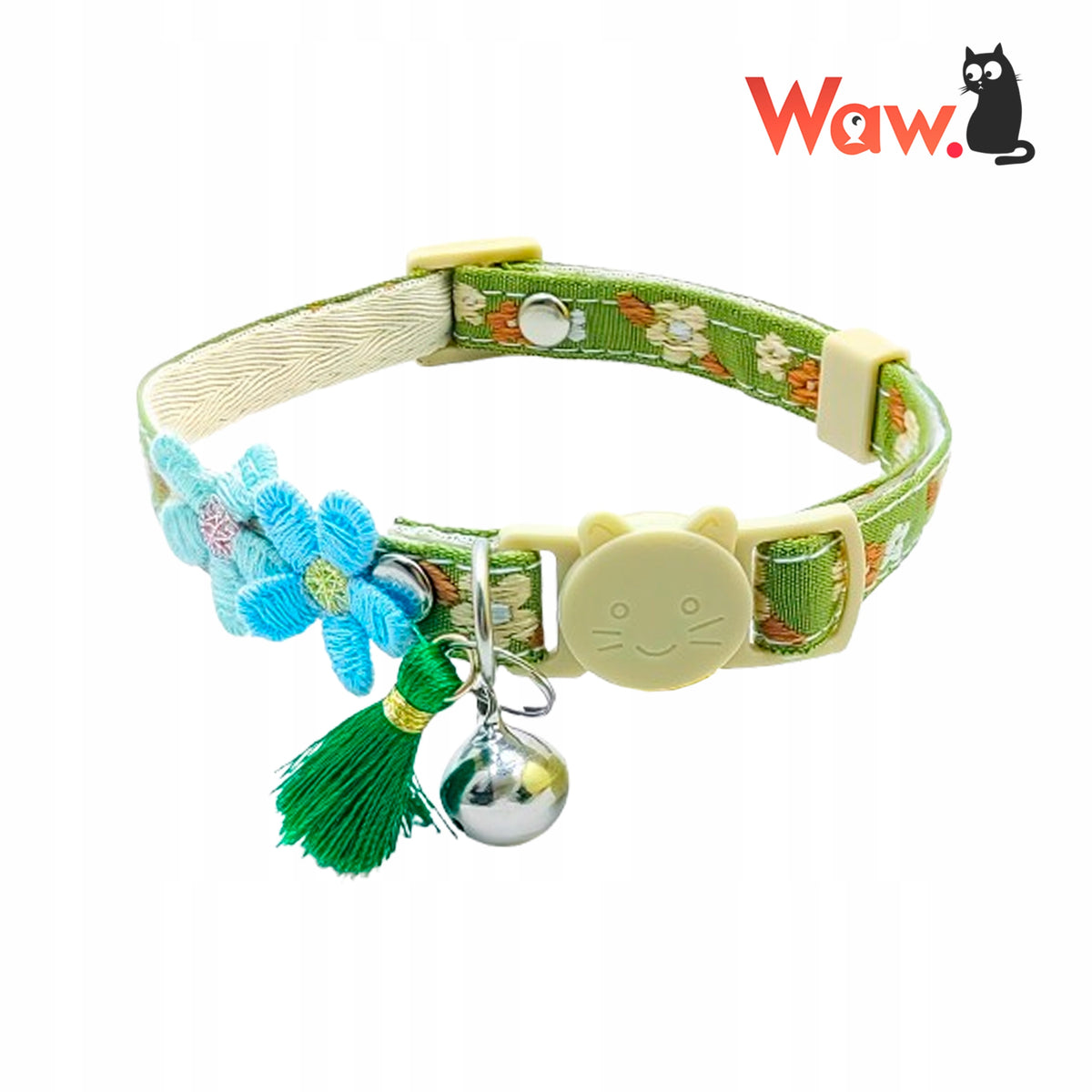 SAFE Flower collar for cats – adjustable 19-33 cm – Green