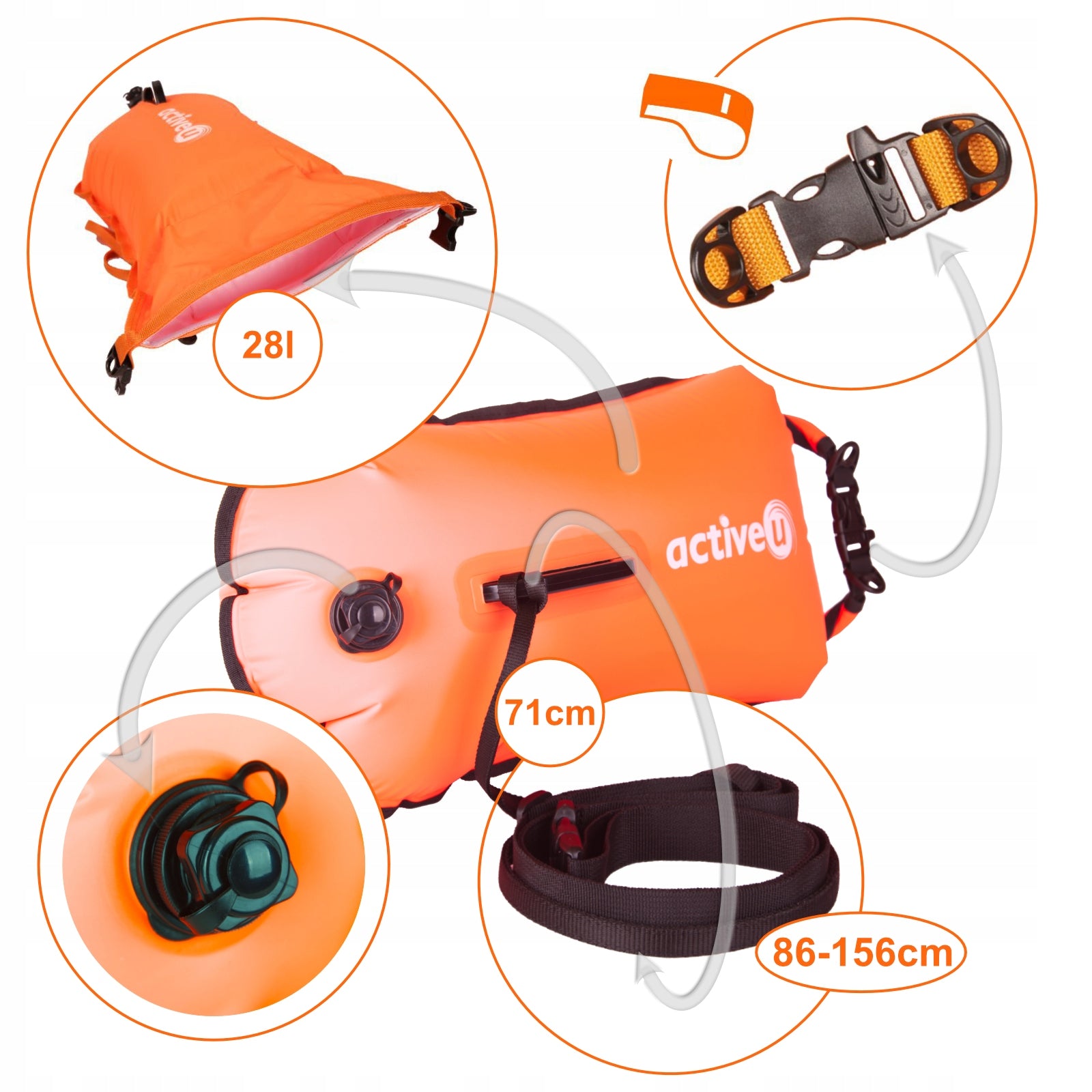 SAFETY BUOY FOR SWIMMING ACTIVEU 3in1 DRY POCKET BACKPACK WHISTLE For swimming
