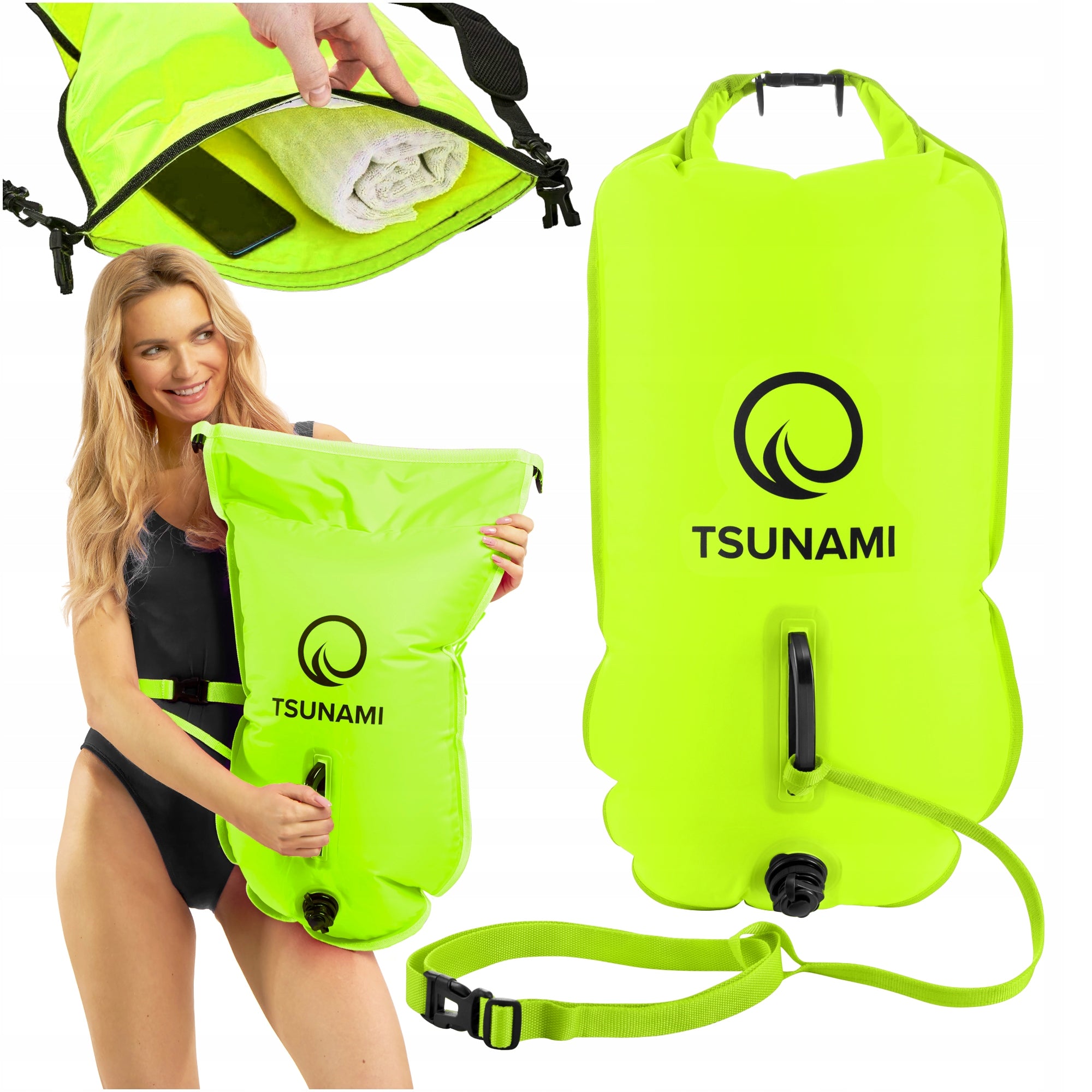 SAFETY BUOY FOR SWIMMING BUOY INFLATABLE DRY POCKET 2IN1 TSUNAMI
