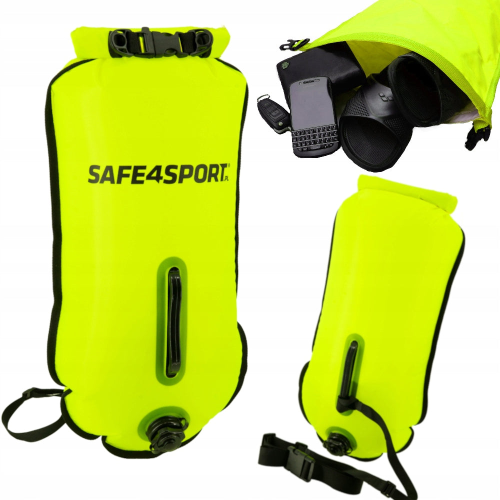 SAFETY BUOY FOR SWIMMING INFLATABLE TWO-CHAMBER WITH POCKET LARGE 28L