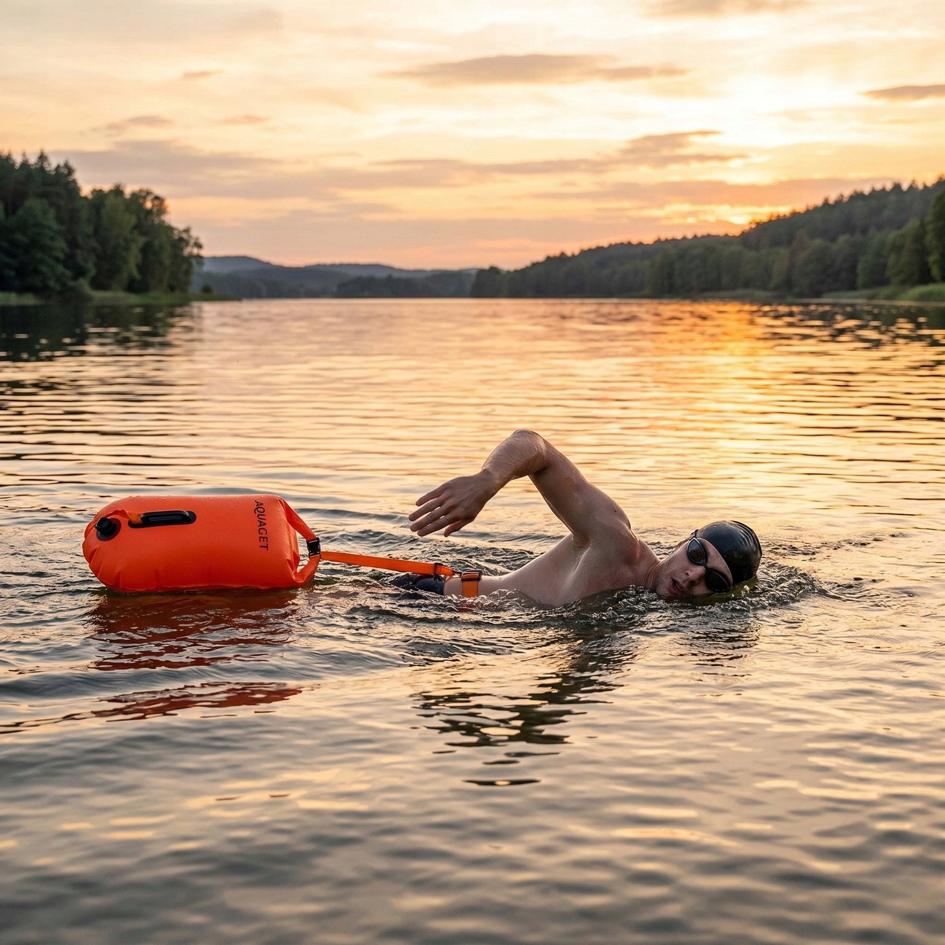 SAFETY BUOY FOR SWIMMING INFLATABLE swimming buoy DRY POCKET 2in1 Manufacturer code AQ0036