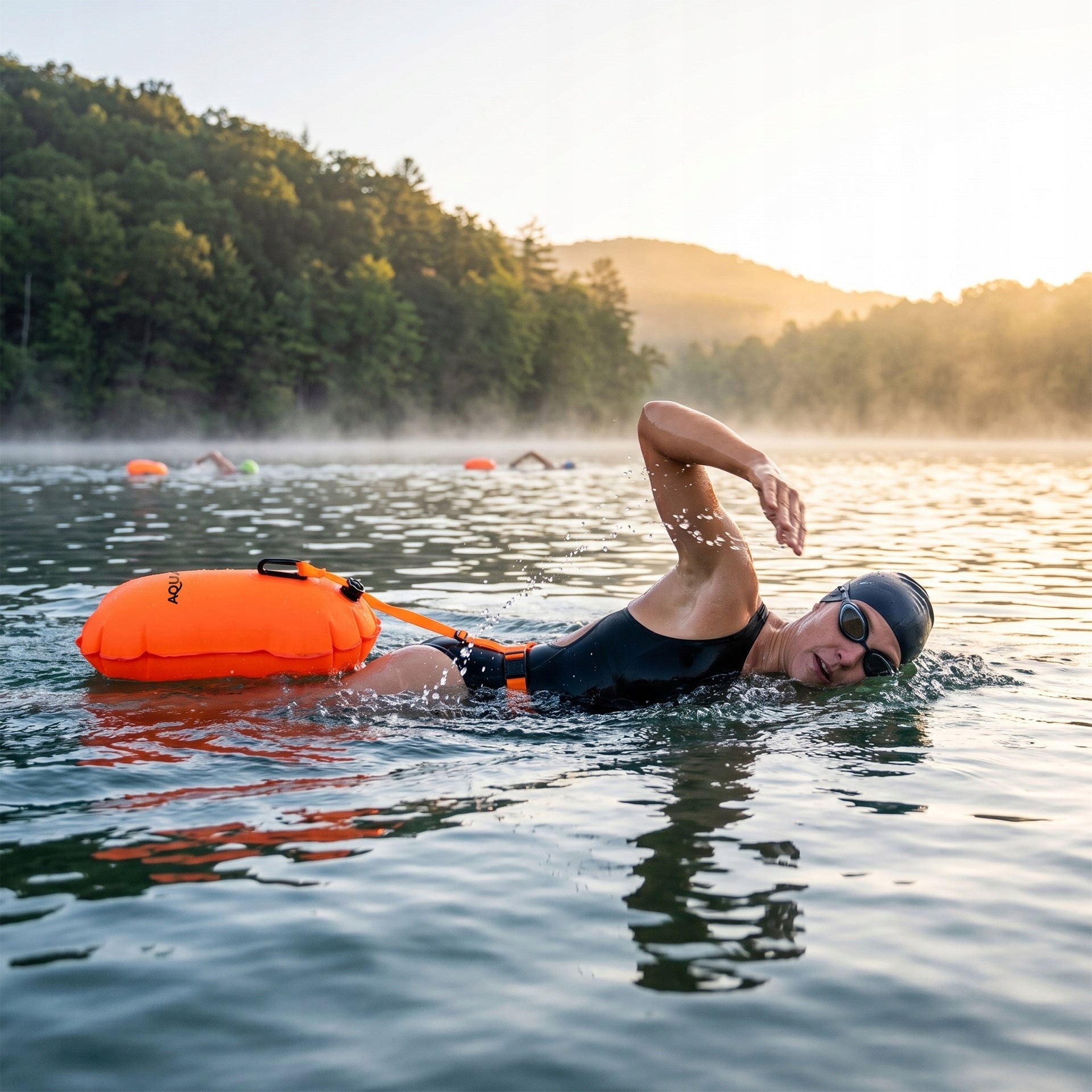 SAFETY BUOY FOR SWIMMING INFLATABLE swimming buoy DRY POCKET BACKPACK Brand AQUAGET
