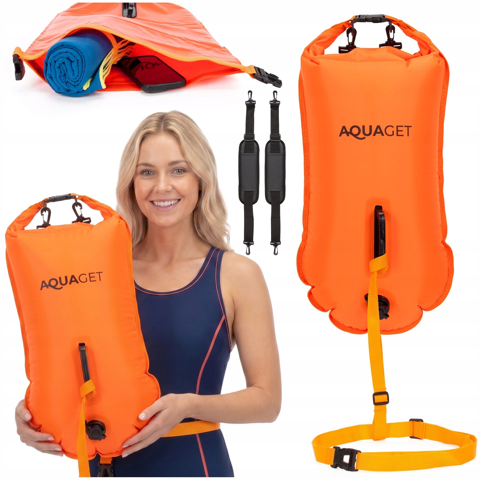 SAFETY BUOY FOR SWIMMING INFLATABLE swimming buoy DRY POCKET BACKPACK