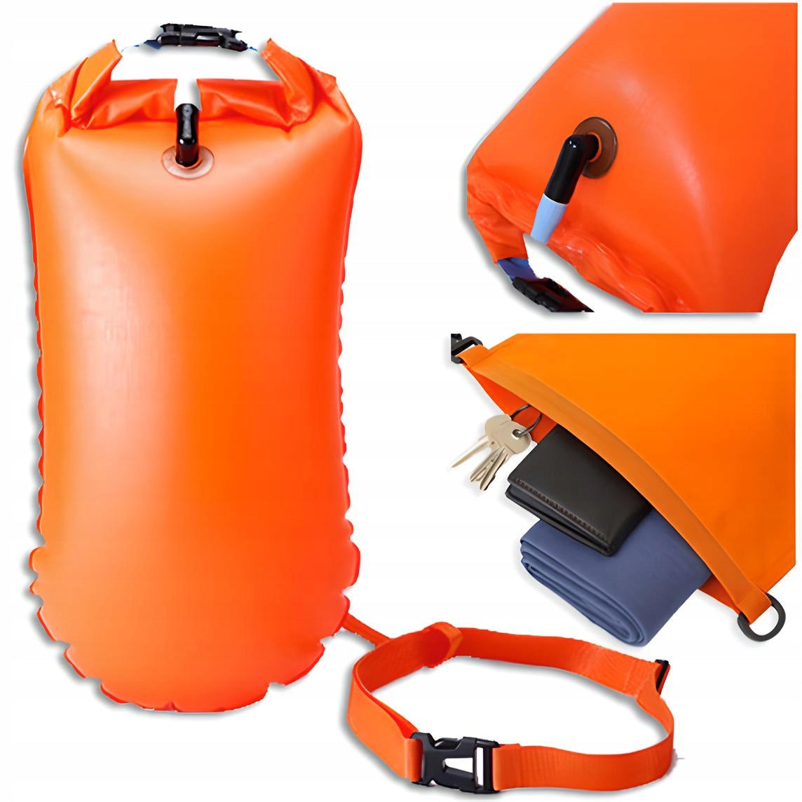 SAFETY BUOY INFLATABLE BUOY 2in1 DRY SWIMMING POCKET with adjustable