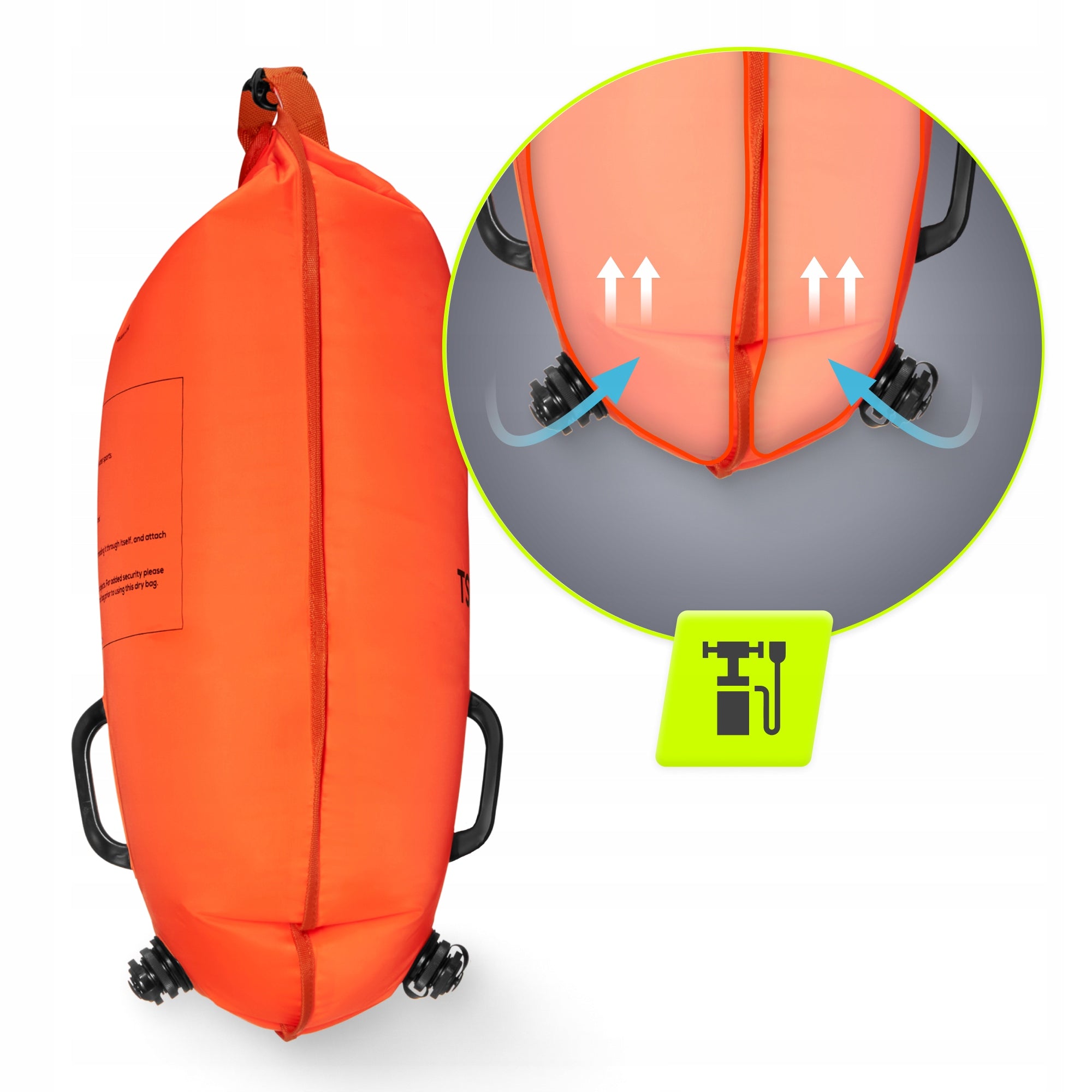 SAFETY BUOY INFLATABLE BUOY FOR SWIMMING DRY POCKET 2IN1 TSUNAMI Length 72 cm