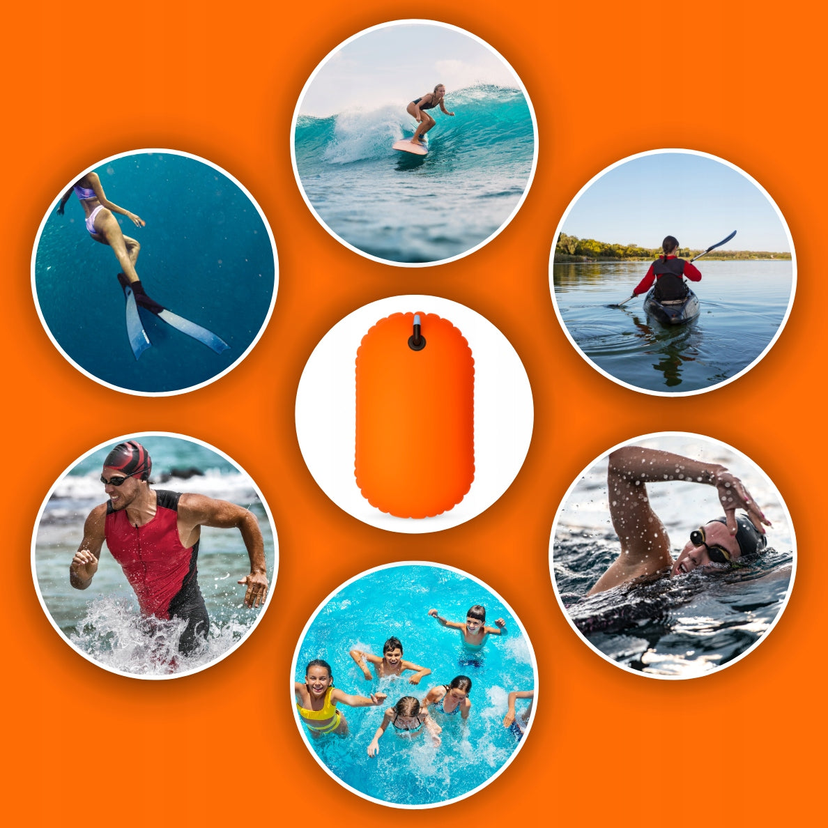SAFETY BUOY INFLATABLE BUOY WITH WATER SWIMMING HANDLE POOL 48cm For swimming