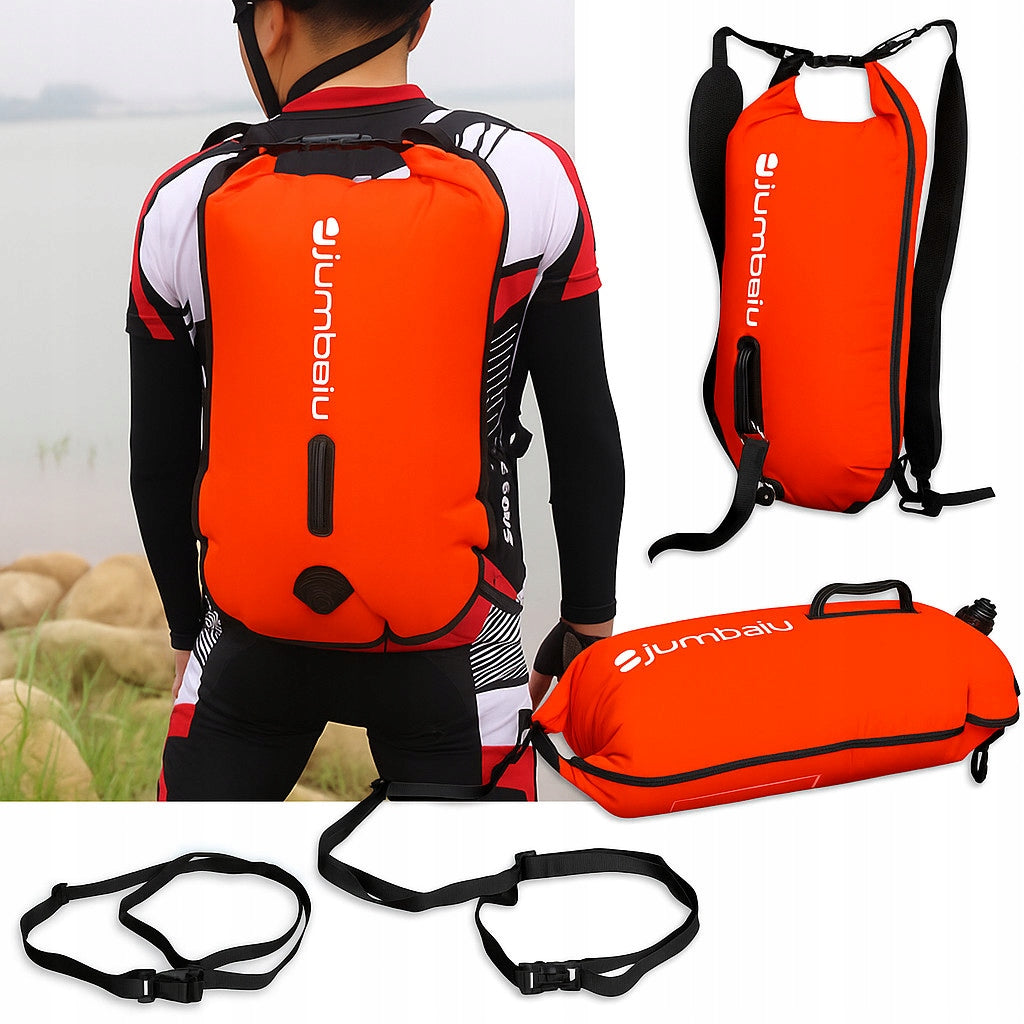 SAFETY BUOY INFLATABLE FOR SWIMMING BACKPACK WATERPROOF DRY POCKET