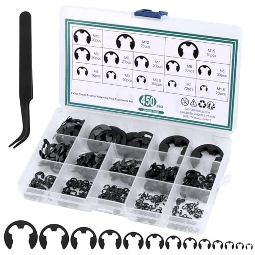 SAFETY RINGS E CLIP SET OF 450 PIECES SIZES 1 5 15MM Brand no brand