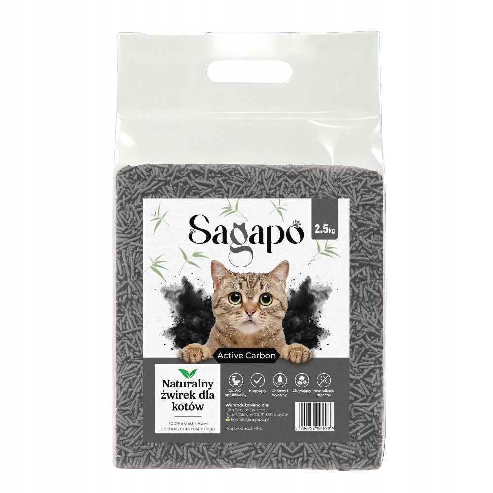 SAGAPO Organic Clumping Tofu Litter for Cat Active Carbon 2,5kg