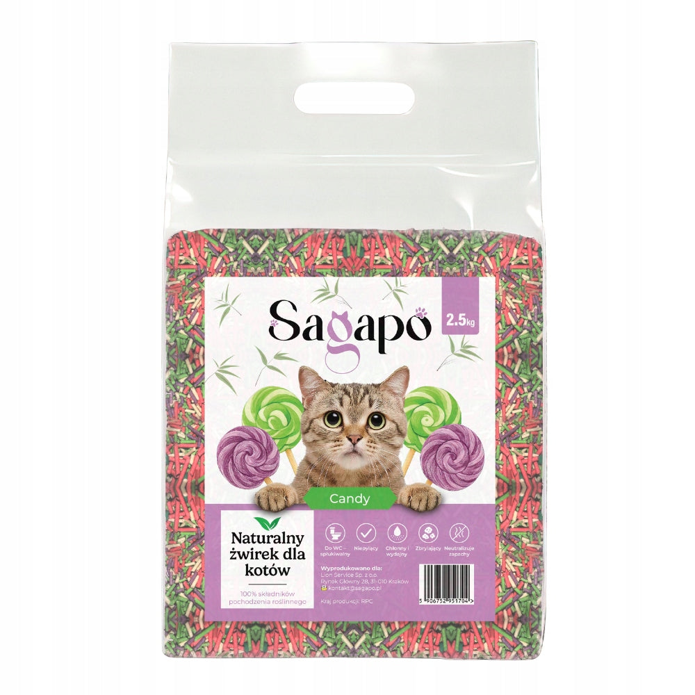 SAGAPO Organic Super Clumping Tofu Litter for Cat Candy 2,5kg
