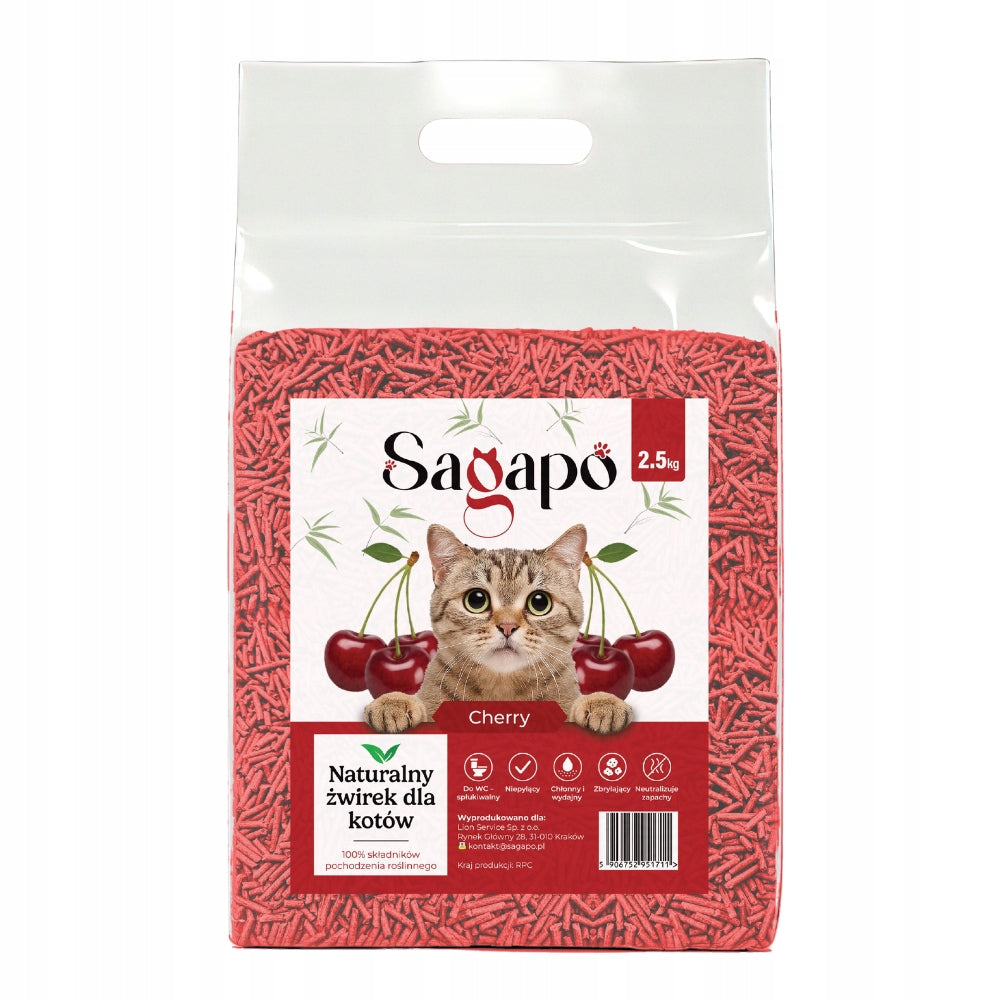 SAGAPO Organic Super Clumping Tofu Litter for Cat Cherry 2,5kg