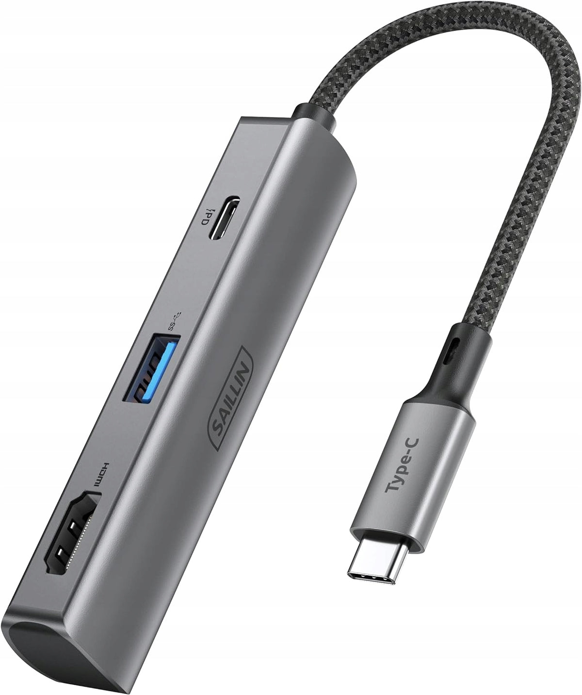 SAILLIN 3-in-1 USB-C Hub Adapter - USB 3.0, HDMI
