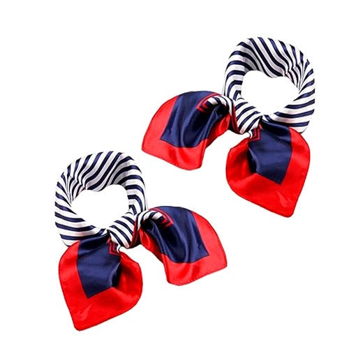 SAILOR SCARF SQUARE 50X50 CM STRIPES SILK WOMAN MAN 2 PCS