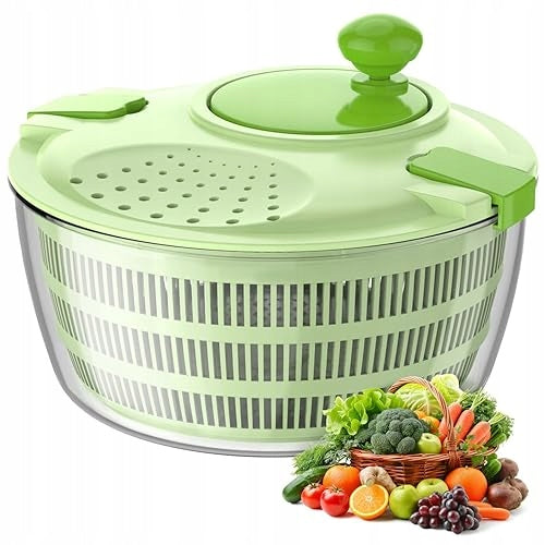 SALAD CENTRIFUGE WITH LID 4 5 L PLASTIC CRANK DRIVE plastic
