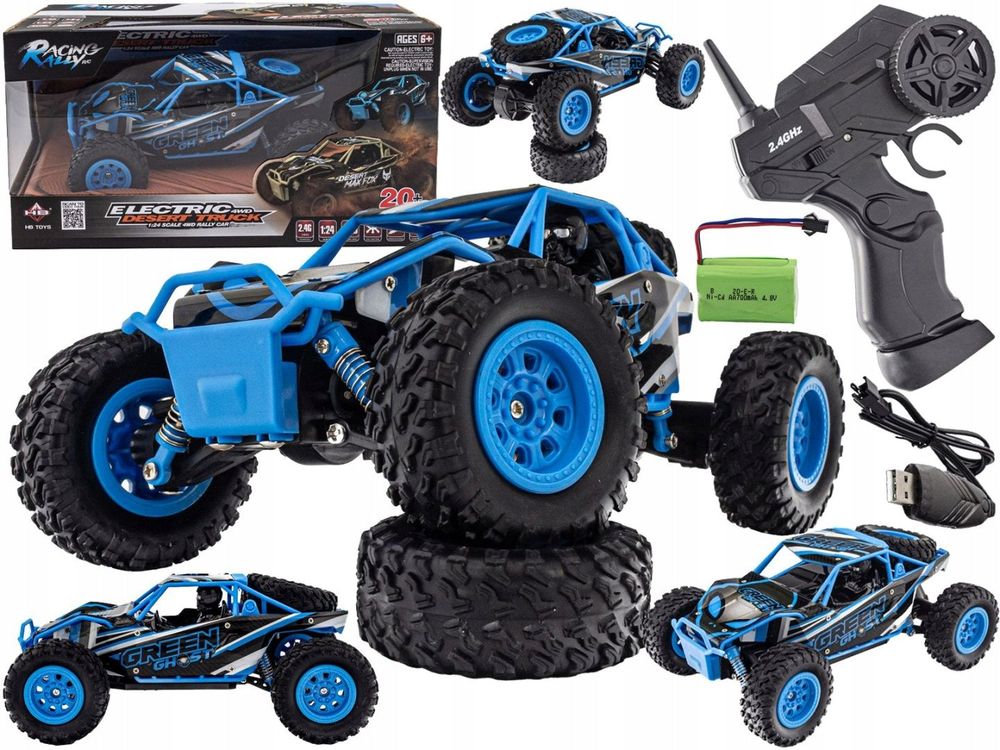 Radijo bangomis valdomas bagis Green Ghost 4WD, HB Toys, 20km/h, mėlyna, HB-SM2403