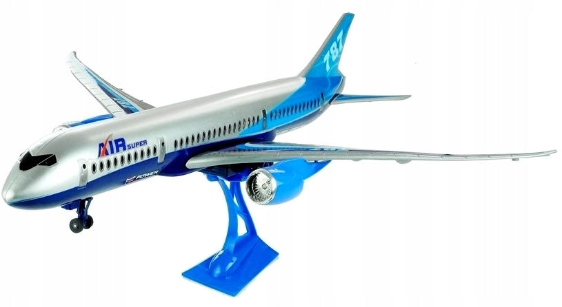 Großes Flugzeug mit Ständer, 69 cm, blau 