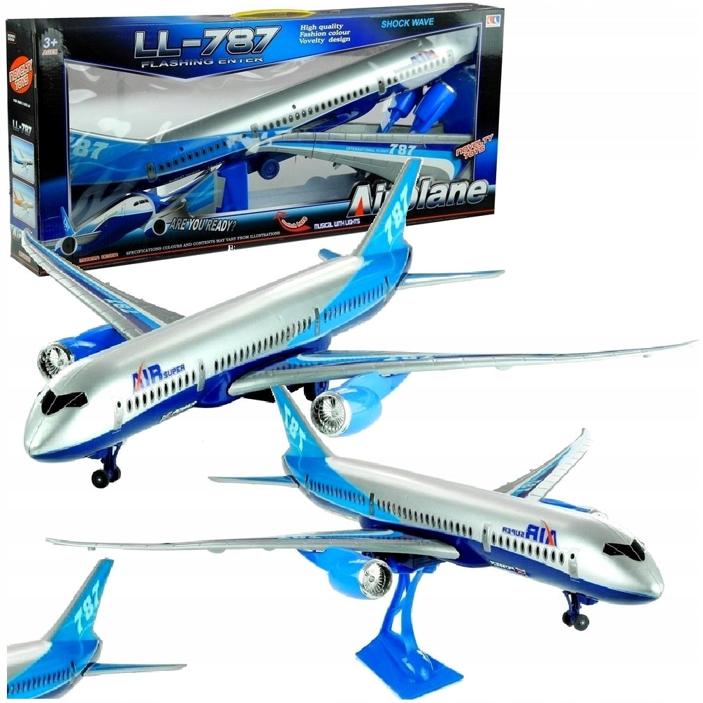 Großes Flugzeug mit Ständer, 69 cm, blau 