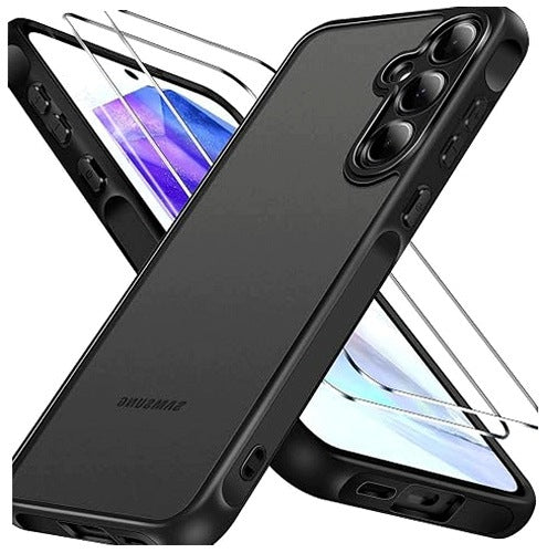 SAMSUNG GALAXY A55 5G MATTE CASE WITH TEMPERED GLASS CAMERA PROTECTION