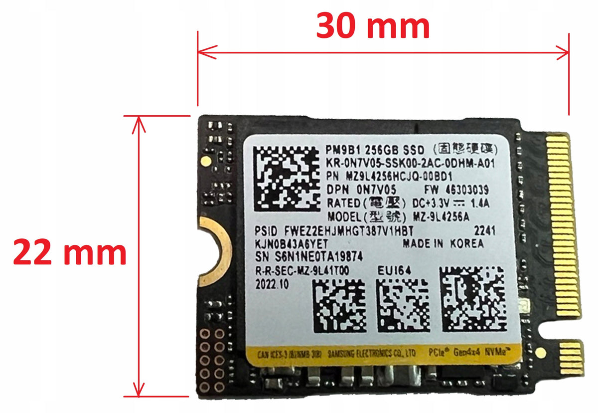 SAMSUNG SSD 256GB M2 PCIe NVMe 2230 PM9B1 laptop computer STEAM DECK Manufacturer code PM9B1