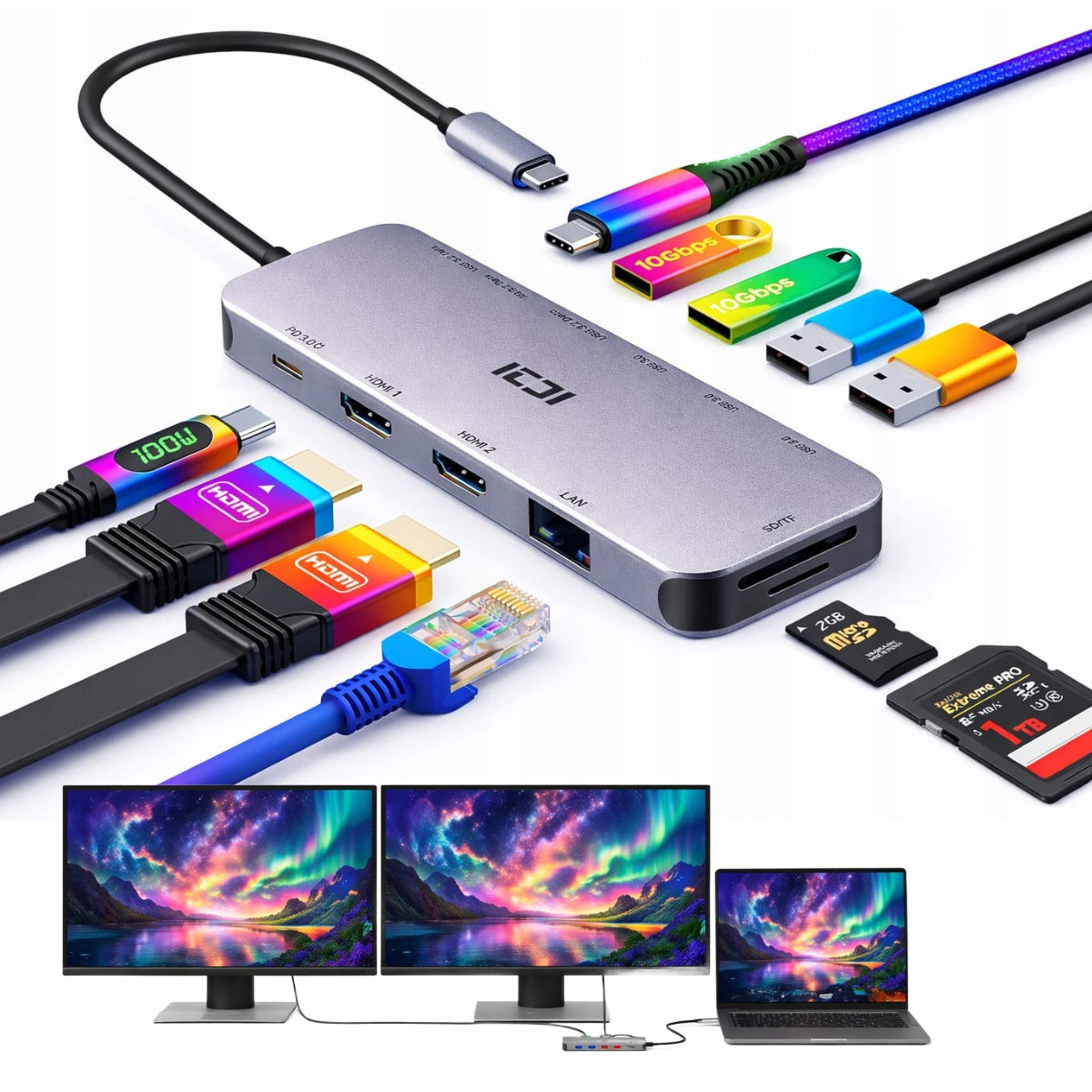 SAMSUNG USB-C Docking Station for 2 Monitors Image Extension for Laptop