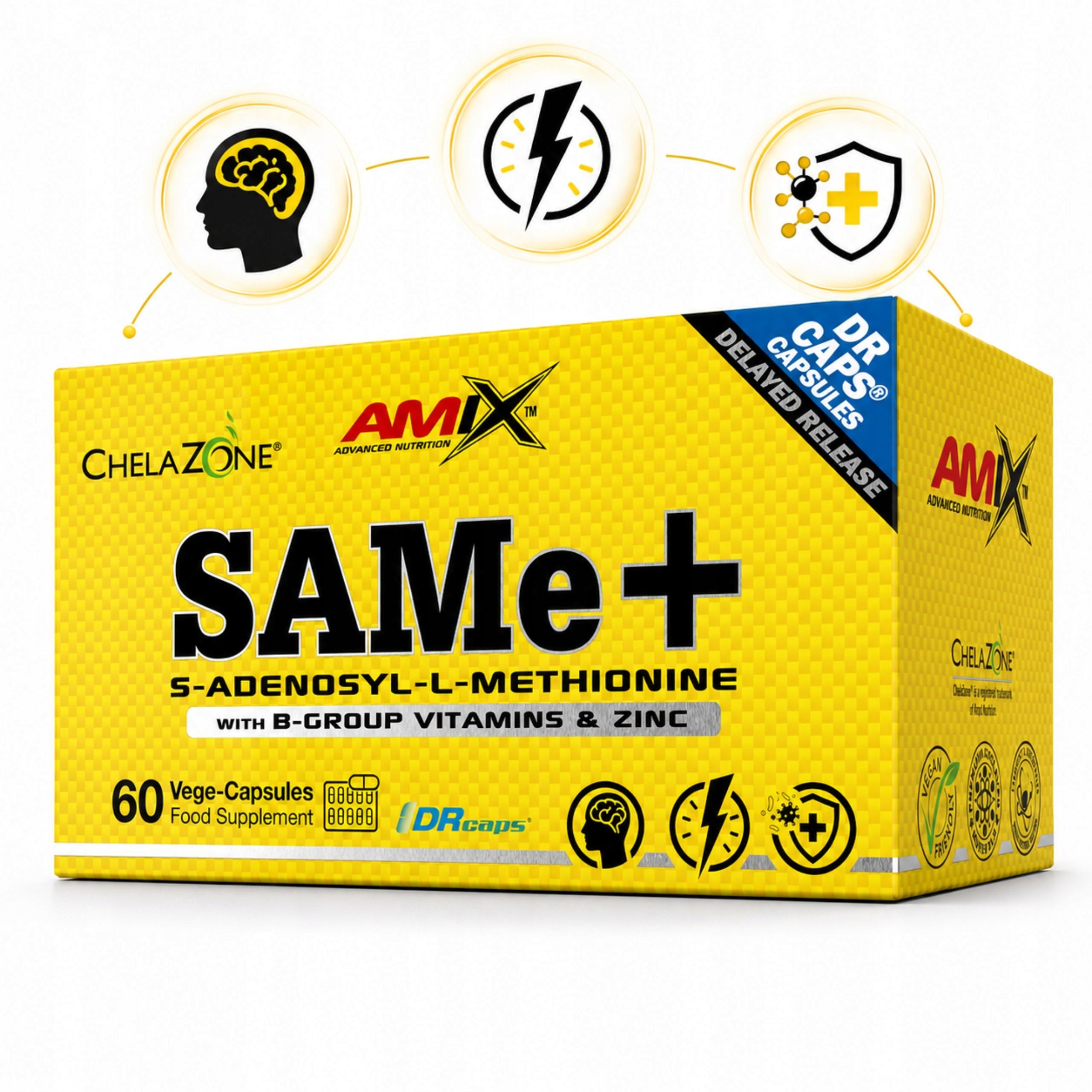 SAMe Supplement Zinc Vitamin B6 B9 B12 Nervous System Support 60caps