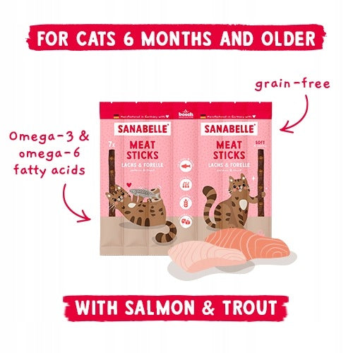 SANABELLE MEAT STICKS SOFT KABANOSY CAT TREAT SALMON TROUT Manufacturer code 62040035
