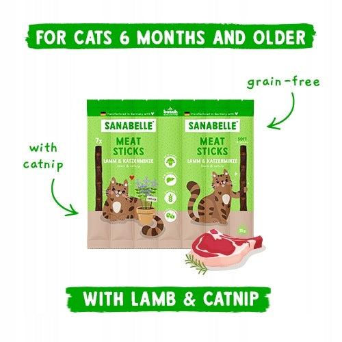 SANABELLE MEAT STICKS SOFT KABANOSY TREAT CAT LAMB CATNIP Manufacturer code 62420035